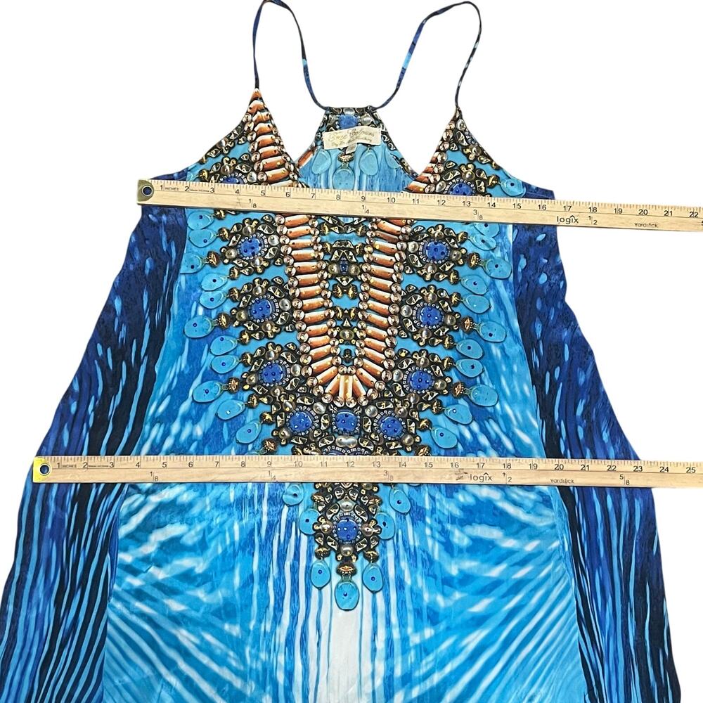 True Colours La Moda Blue Exotic Racerback Maxi Dress Cover Up S/M Resort Beach - Picture 10 of 11